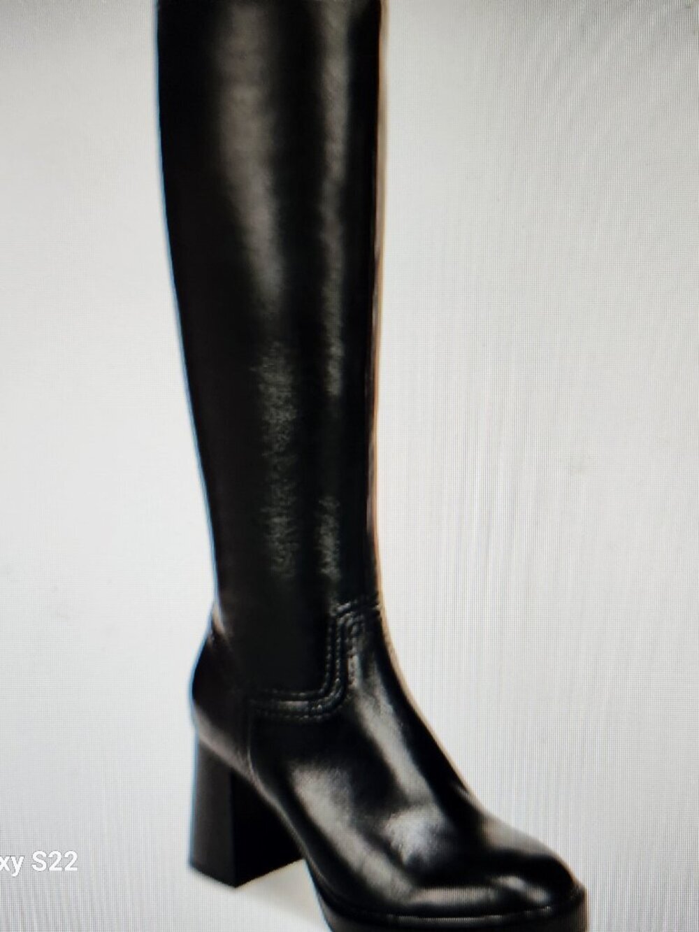 Naturalizer Ona Black Leather Block Heeled Boots. NIB. Size 7 Wide